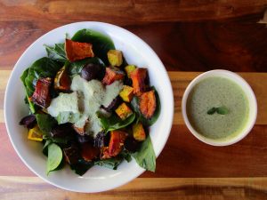 ROAST PUMPKIN, BEETROOT AND TOFU SALAD (with Minted Cashew Cream)